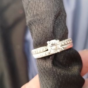 Sirloin silver and white sapphire wedding set